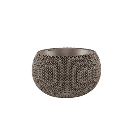 Keter Cozy Rattan Πλαστική Γλάστρα Κρεμαστή S 28x18cm με Αλυσίδα Στερλεωσης 612092 Καφέ