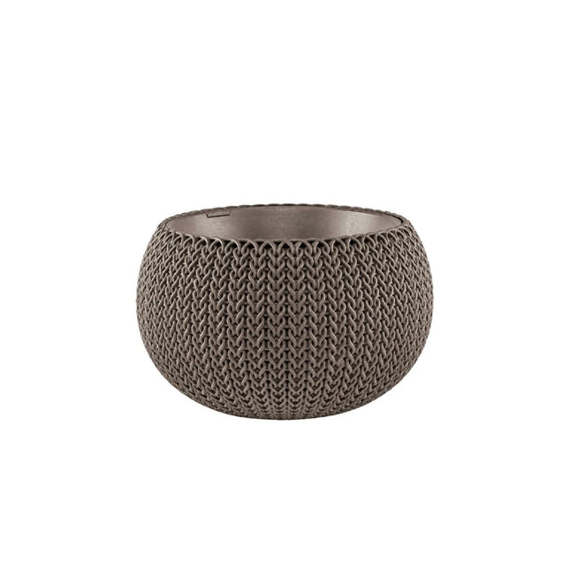 Keter Cozy Rattan Πλαστική Γλάστρα Κρεμαστή S 28x18cm με Αλυσίδα Στερλεωσης 612092 Καφέ