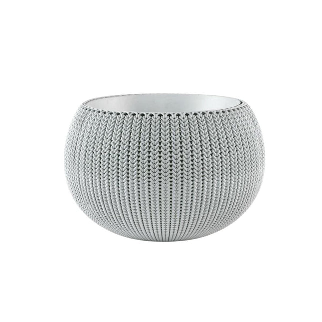 Keter Cozy Rattan Πλαστική Γλάστρα Κρεμαστή S 28x18cm με Αλυσίδα Στερλεωσης 612090 Γκρι