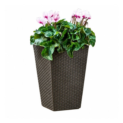 KETER Rattan Style Γλάστρα S 43.5cm με Διπλό Τοίχωμα 612050 Καφέ