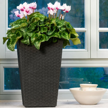 KETER Rattan Style Γλάστρα S 43.5cm με Διπλό Τοίχωμα 612050 Καφέ