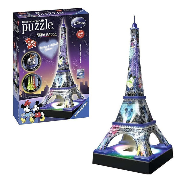 Ravensburger Disney Πύργος του Άιφελ 3D Puzzle Night Edition 216 Τεμαχίων με Φωτισμό LED 12520 12+ Ετών