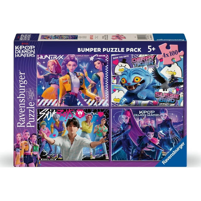 Ravensburger K-Pop Demon Hunters 12004757, Παζλ 4×100 Κομματιών για Περισσότερη Δημιουργική Διασκέδαση, 5+ Ετών