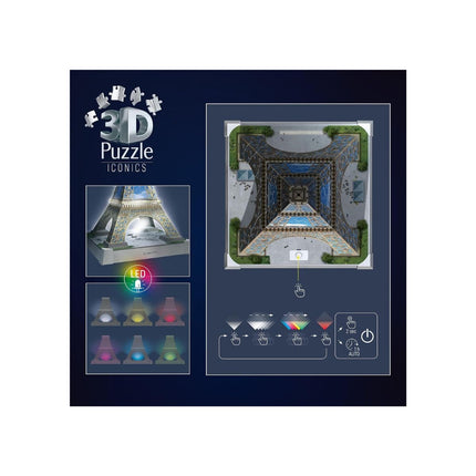 Ravensburger Iconics Eiffel Tower Night Edition 3D Puzzle 216 Κομματιών με LED Φωτισμό 12008024 8+ Ετών