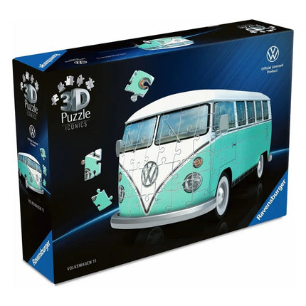 Ravensburger 3D Παζλ Iconics Volkswagen T1 162 Κομματιών 12008035 Γαλαζοπράσινο/Λευκό, 8+ Ετών