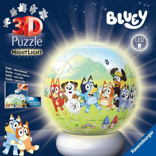 Ravensburger Bluey Nightlight 12008060, Φωτιζόμενο 3D Παζλ 72 Κομματιών για Ζεστή Ατμόσφαιρα, 6+ Ετών