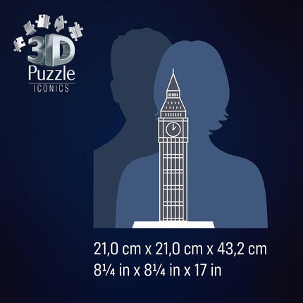 RAVENSBURGER Big Ben 3D Puzzle Iconics με Φωτισμό LED & Αριθμημένα 216 Κομμάτια 12008025, 8+ Ετών