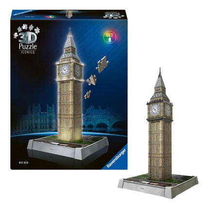 RAVENSBURGER Big Ben 3D Puzzle Iconics με Φωτισμό LED & Αριθμημένα 216 Κομμάτια 12008025, 8+ Ετών