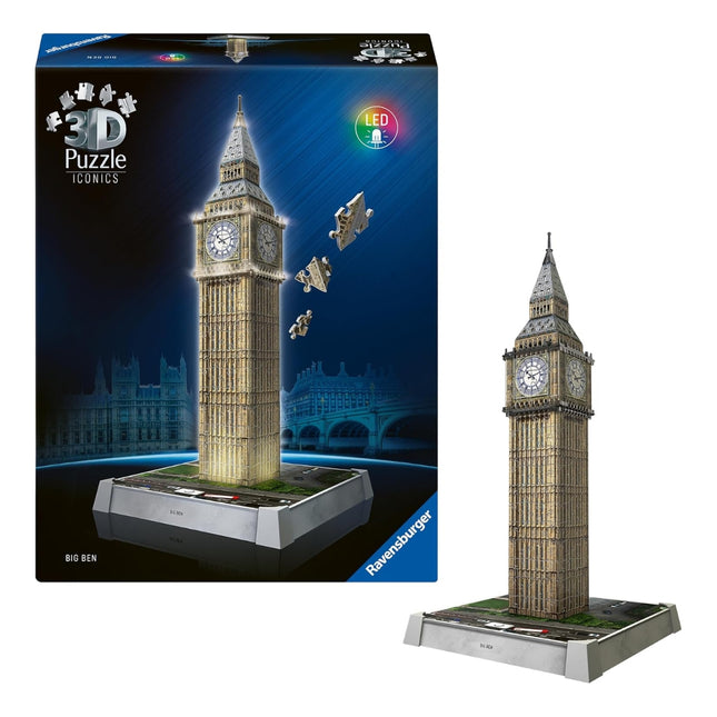 RAVENSBURGER Big Ben 3D Puzzle Iconics με Φωτισμό LED & Αριθμημένα 216 Κομμάτια 12008025, 8+ Ετών