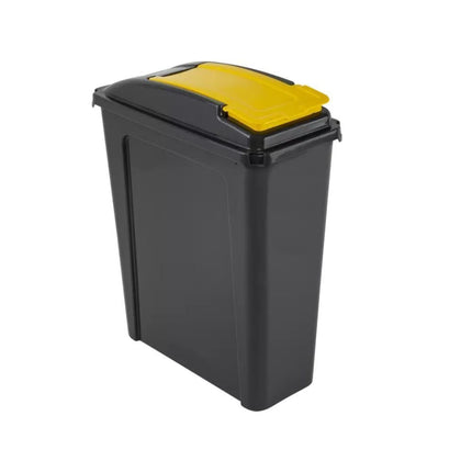 Κάδος Ανακύκλωσης 25L με Κίτρινο Καπάκι &amp; Καπάκι Flip, Ανθεκτικός, Στενός &amp; Ιδανικός για Εσωτερικούς Χώρους