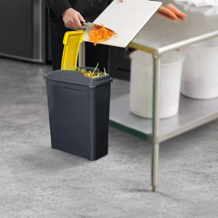 Κάδος Ανακύκλωσης 25L με Κίτρινο Καπάκι &amp; Καπάκι Flip, Ανθεκτικός, Στενός &amp; Ιδανικός για Εσωτερικούς Χώρους