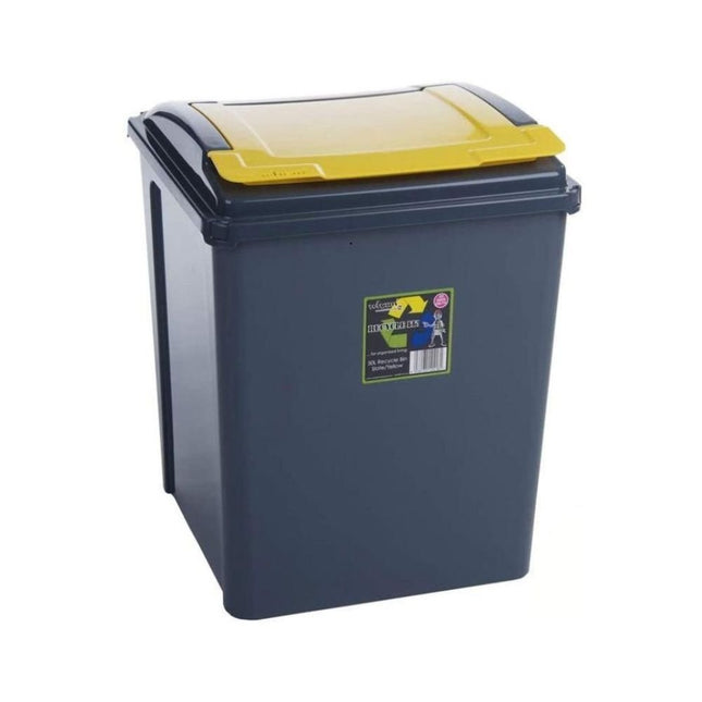 Κάδος Ανακύκλωσης 50L με Καπάκι, Ανθεκτικός &amp; Εύχρηστος με Έγχρωμο Καπάκι για Εύκολο Διαχωρισμό