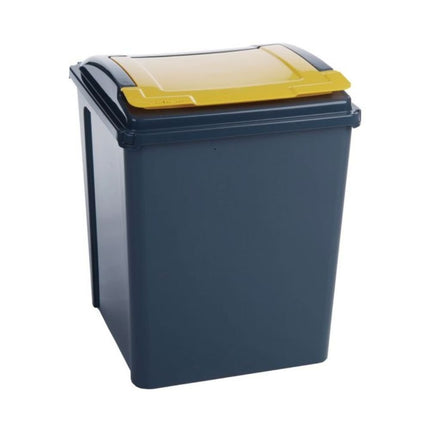 Κάδος Ανακύκλωσης 50L με Καπάκι, Ανθεκτικός &amp; Εύχρηστος με Έγχρωμο Καπάκι για Εύκολο Διαχωρισμό