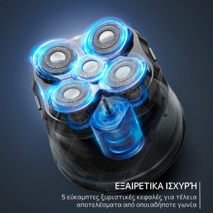 Rowenta Επαναφορτιζόμενη Περιστρεφόμενη Ξυριστική Μηχανή Προσώπου Wet & Dry με 5 Κεφαλές TN3110E0
