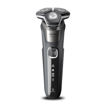 PHILIPS Series 5000 Επαναφορτιζόμενη Περιστρεφόμενη Ξυριστική Μηχανή Προσώπου με Τεχνολογία SkinIQ, Αυτοακονιζόμενες Λεπίδες, Αδιάβροχη, Οθόνη LED & έως 60 Λεπτά Χρόνο Λειτουργίας S5887/50