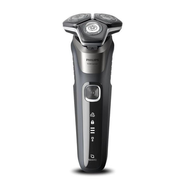 PHILIPS Series 5000 Επαναφορτιζόμενη Περιστρεφόμενη Ξυριστική Μηχανή Προσώπου με Τεχνολογία SkinIQ, Αυτοακονιζόμενες Λεπίδες, Αδιάβροχη, Οθόνη LED & έως 60 Λεπτά Χρόνο Λειτουργίας S5887/50