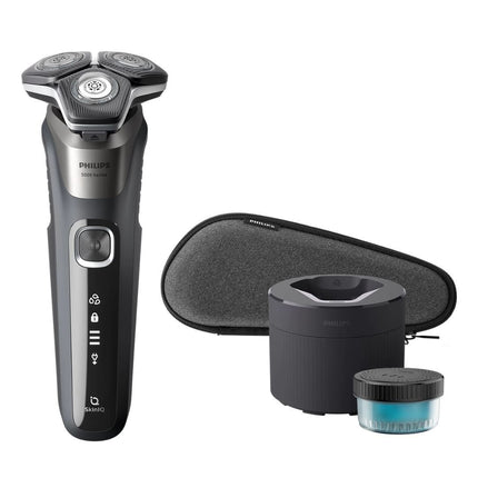 PHILIPS Series 5000 Επαναφορτιζόμενη Περιστρεφόμενη Ξυριστική Μηχανή Προσώπου με Τεχνολογία SkinIQ, Αυτοακονιζόμενες Λεπίδες, Αδιάβροχη, Οθόνη LED & έως 60 Λεπτά Χρόνο Λειτουργίας S5887/50