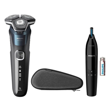 PHILIPS Series 5000 Επαναφορτιζόμενη Περιστρεφόμενη Ξυριστική Μηχανή Προσώπου με 45 Αυτοακονιζόμενες Λεπίδες, Αισθητήρας SkinIQ, Τρίμερ Ακριβείας, Αδιάβροχη, Γρήγορη Φόρτιση & έως 60 Λεπτά Χρόνο Λειτουργίας S5889/11