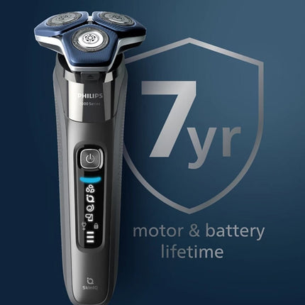 PHILIPS Series 7000 Επαναφορτιζόμενη Περιστρεφόμενη Ξυριστική Μηχανή Προσώπου με Κεφαλές, Τεχνολογία SkinIQ, Αισθητήρα Ανίχνευσης Πυκνότητας, Αυτοακονιζόμενες Λεπίδες 360-D, Bluetooth & έως 60 Λεπτά Χρόνο Λειτουργίας S7882/55