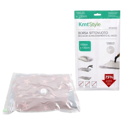 Σακούλα Αποθήκευσης με Κενό Αέρα – Vacuum Storage Bag 100x130cm – Σχέδιο με Στάμπες, 75% Λιγότερος Όγκος