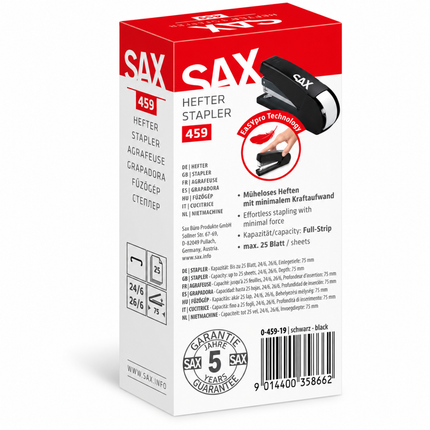 SAX EASYpro Επιτραπέζιο Συρραπτικό για έως 25 Φύλλα S-459 Μαύρο