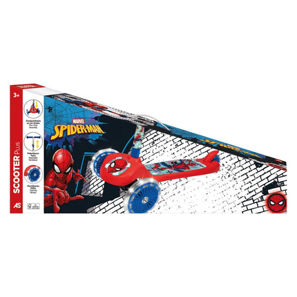 AS Παιδικό Πατίνι Plus Τρίτροχο Spider-Man με Φωτιζόμενες Ρόδες & Ρυθμιζόμενο Τιμόνι 3+ Ετών