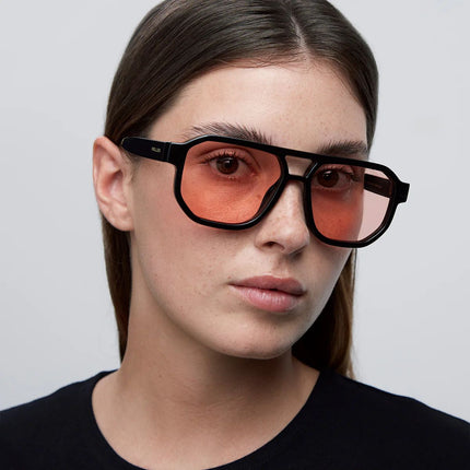 MELLER Seba Polaroid Γυαλιά Ηλίου Aviator με Μαύρο Σκελετό και Ροζ Polarized Φακούς UV400 Black Peach
