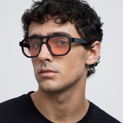 MELLER Seba Polaroid Γυαλιά Ηλίου Aviator με Μαύρο Σκελετό και Ροζ Polarized Φακούς UV400 Black Peach
