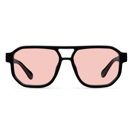 MELLER Seba Polaroid Γυαλιά Ηλίου Aviator με Μαύρο Σκελετό και Ροζ Polarized Φακούς UV400 Black Peach