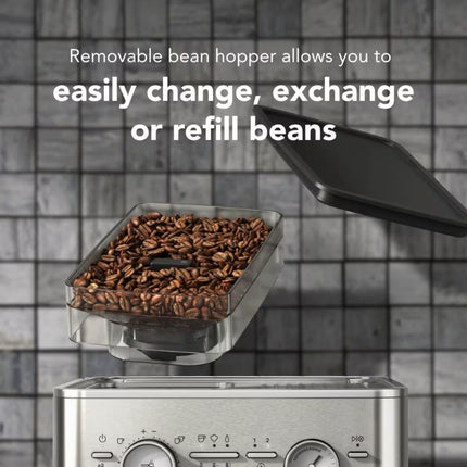 KitchenAid Ημιαυτόματη Μηχανή Espresso 15bar με Μύλο Άλεσης, Δοχείο Κόκκων και 15+7 Ρυθμίσεις 5KES6551BJP Juniper