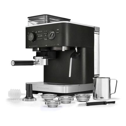 KitchenAid Ημιαυτόματη Μηχανή Espresso 15bar με Ενσωματωμένο Μύλο και Αντλία 5KES6551BBK Cast Iron Black