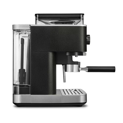 KitchenAid Ημιαυτόματη Μηχανή Espresso 15bar με Ενσωματωμένο Μύλο και Αντλία 5KES6551BBK Cast Iron Black