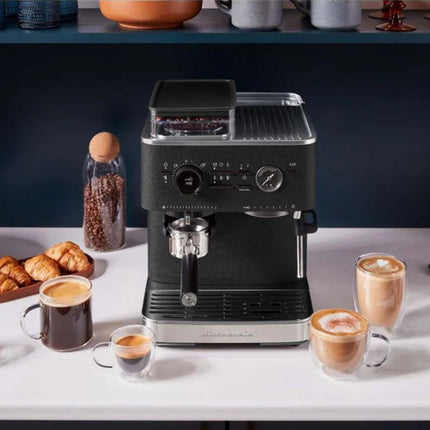 KitchenAid Ημιαυτόματη Μηχανή Espresso 15bar με Ενσωματωμένο Μύλο και Αντλία 5KES6551BBK Cast Iron Black