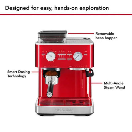 KitchenAid Ημιαυτόματη Μηχανή Espresso 15bar με Ενσωματωμένο Μύλο 5KES6551BCA Candy Apple