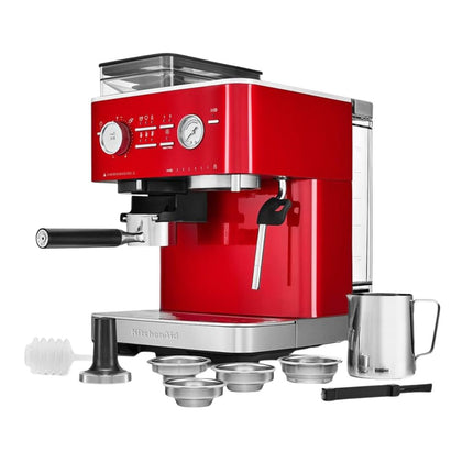 KitchenAid Ημιαυτόματη Μηχανή Espresso 15bar με Μύλο Άλεσης, Δοχείο Κόκκων και 15+7 Ρυθμίσεις 5KES6551BCA Candy Apple 