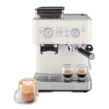 KitchenAid Ημιαυτόματη Μηχανή Espresso με Μύλο Άλεσης, Δοχείο Κόκκων και 15+7 Ρυθμίσεις 5KES6551BPL Porcelain White