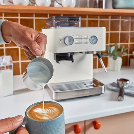 KitchenAid Ημιαυτόματη Μηχανή Espresso με Μύλο Άλεσης, Δοχείο Κόκκων και 15+7 Ρυθμίσεις 5KES6551BPL Porcelain White