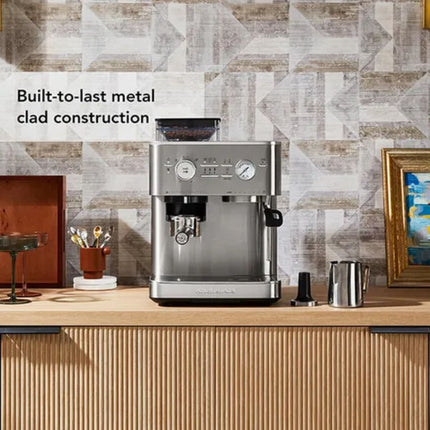 KitchenAid Ημιαυτόματη Μηχανή Espresso 15bar με Μύλο Άλεσης, Δοχείο Νερού και 15+7 Ρυθμίσεις 5KES6551BSX Inox