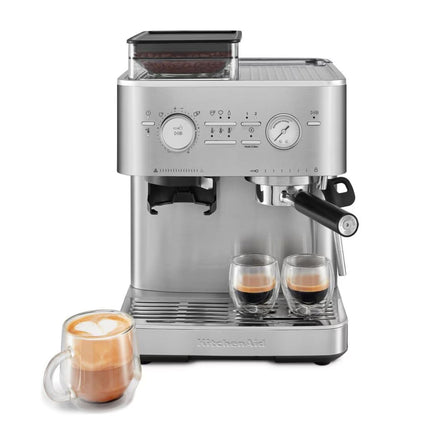 KitchenAid Ημιαυτόματη Μηχανή Espresso 15bar με Μύλο Άλεσης, Δοχείο Κόκκων και 15+7 Ρυθμίσεις 5KES6551BSX Inox