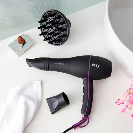 IZZY Ceramic Επαγγελματικό Πιστολάκι Μαλλιών 2200W με Φυσούνα, AC Motor, Κεραμική Τεχνολογία, 3 Θερμοκρασίες & 2 Ταχύτητες SW9905