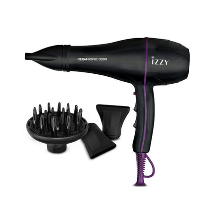 IZZY Ceramic Επαγγελματικό Πιστολάκι Μαλλιών 2200W με Φυσούνα, AC Motor, Κεραμική Τεχνολογία, 3 Θερμοκρασίες & 2 Ταχύτητες SW9905