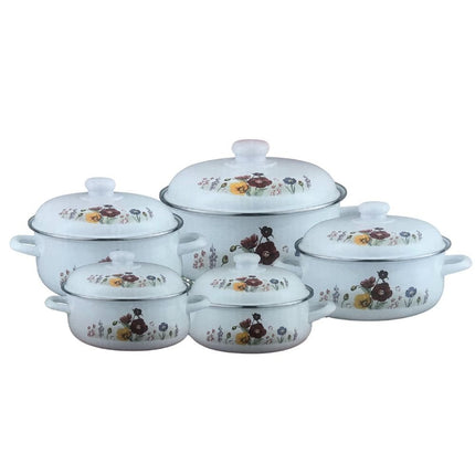 Set of 10pcs Enamel Pot Induction Compatible