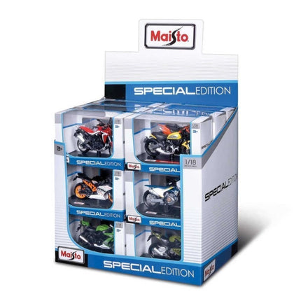 MAISTO Σετ 3 Μοτοσικλετών Κλίμακας 1:18 με Βάση Στήριξης!
