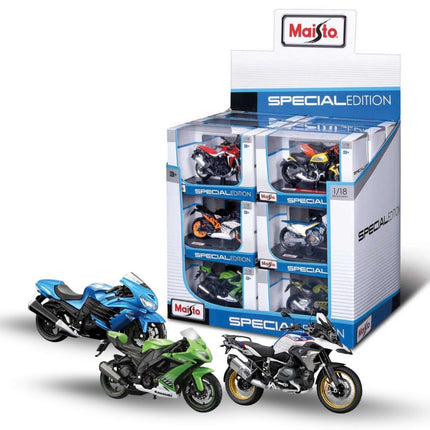 MAISTO Σετ 3 Μοτοσικλετών Κλίμακας 1:18 με Βάση Στήριξης!