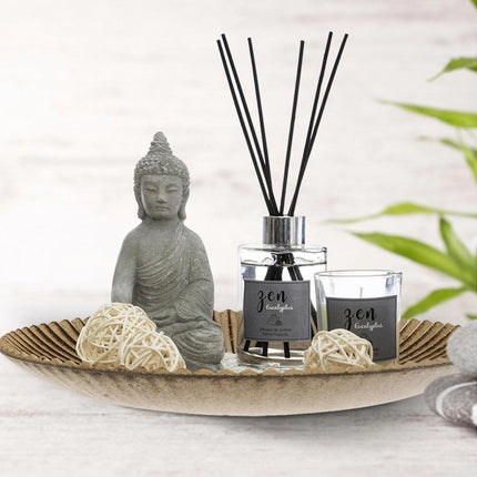 Σετ αρωματικό χώρου 7 τεμαχίων, Zen σετ με αρωματικά Sticks, αρωματικό κερί, δίσκο διακόσμησης και αγαλματίδιο Βούδα, 31.5×16.5 cm