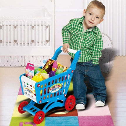 Παιδικό Καρότσι Σούπερ Μάρκετ με 56 Τεμάχια για Δημιουργικό Παιχνίδι Μπλε, 3+ Ετών