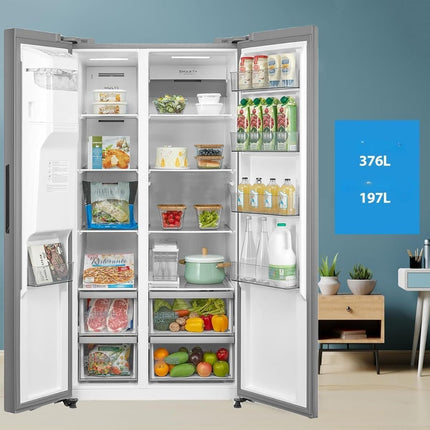 Midea Ψυγείο Side by Side 573L Dual Inverter Total No Frost με Smart+ Cooling, Διανομέα Νερού & Πάγου (Χωρίς Σύνδεση Νερού), Inox MDRS761MYC46