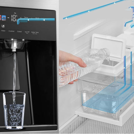 Midea Ψυγείο Side by Side 573L Dual Inverter Total No Frost με Smart+ Cooling, Διανομέα Νερού & Πάγου (Χωρίς Σύνδεση Νερού), Inox MDRS761MYC46