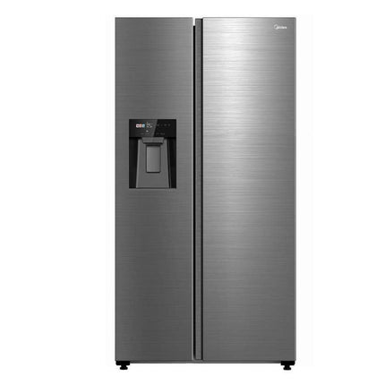 Midea Ψυγείο Side by Side 573L Dual Inverter Total No Frost με Smart+ Cooling, Διανομέα Νερού & Πάγου (Χωρίς Σύνδεση Νερού), Inox MDRS761MYC46