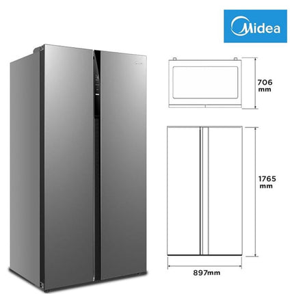 Midea Ψυγείο Side by Side 548L Inverter Total No Frost με All Around Cooling & Quick Freeze, Inox MERS530FGE02